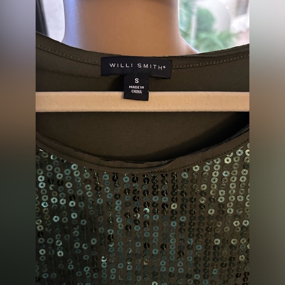 Willi Smith deep green, sequin top. Sz. Small - Picture 3 of 6